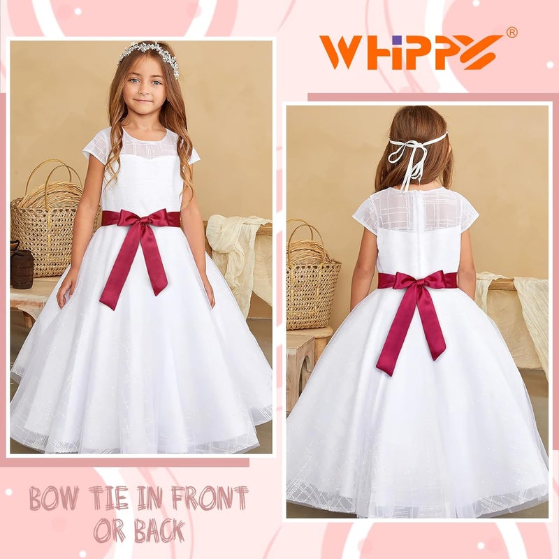 WHIPPY Sash Belt for Girls Dress Kids Long Waist Belts for Wedding Party 2'' Wide - Image 2